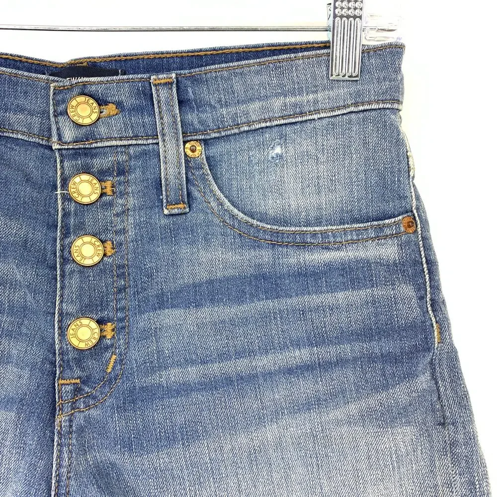 J Crew Shorts Women Size 25 High Rise Denim Jean Exposed Button Fly Raw Hem Blue